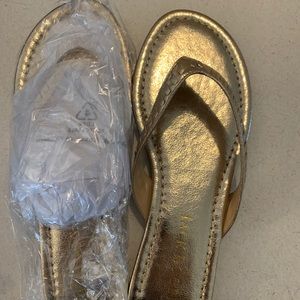 Jack Rogers Metallic gold Collins flip flops